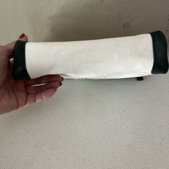 Masters Canvas Leather Valuables Pouch Cream Green Lined W/inside Zipper Pocket - Picture 3 of 7